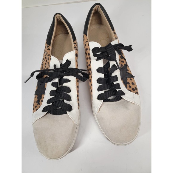 Ccocci animal print sneakers white with leopard print star lace up sz 10 - Picture 3 of 8